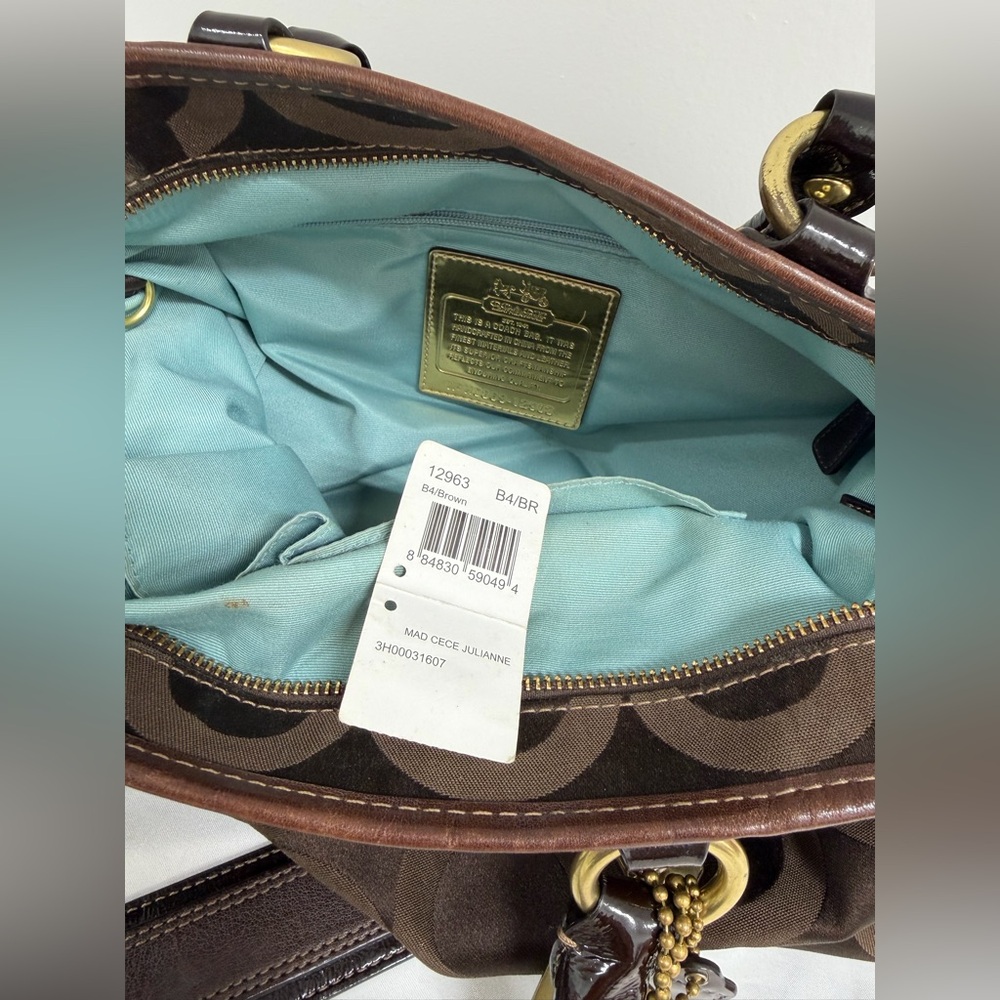 Authentic Coach Brown Signature Canvas Tote Bag - Classic Coach Handbag - Picture 8 of 9